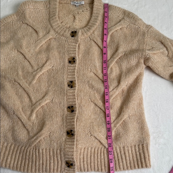 Women's Cream Cable Knit Button-Up Sweater Cardigan - Picture 7 of 9